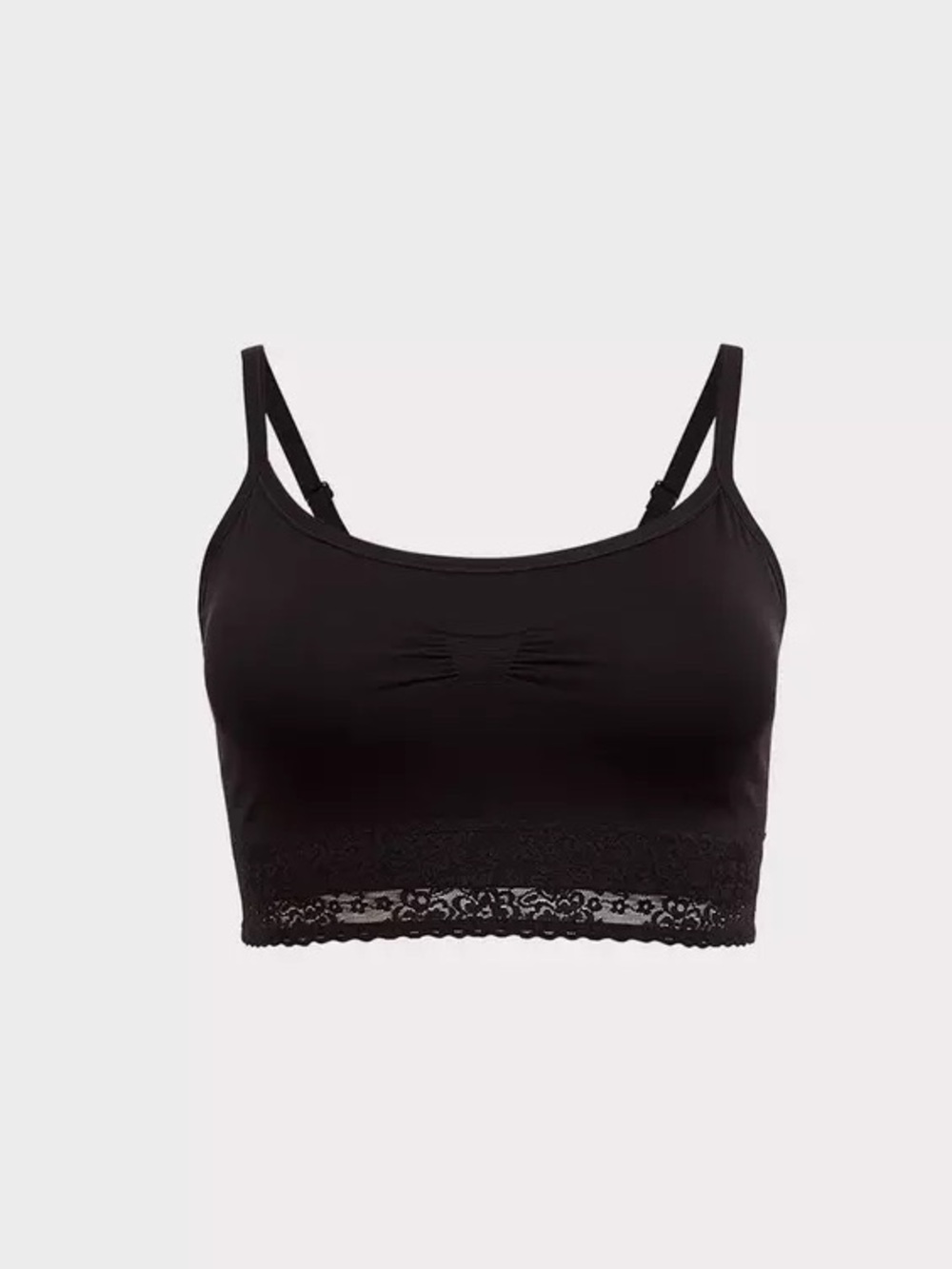 torrid Black Lace-Trim Bralette with Spaghetti Straps